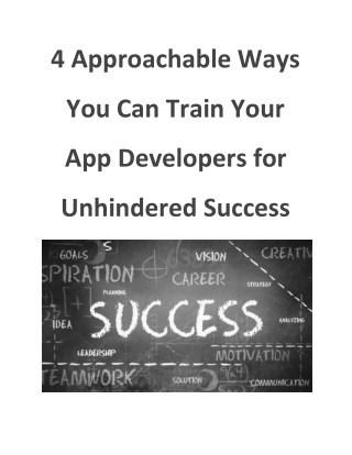 4 Approachable Ways You Can Train Your App Developers for Unhindered Success