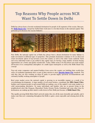 Top Reasons Why People across NCR Want To Settle Down In Delhi