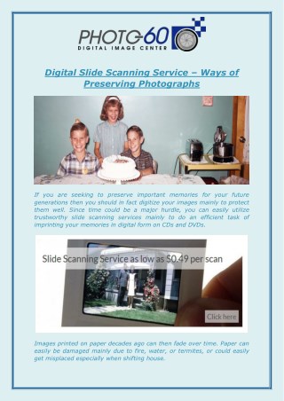 Digital Slide Scanning Service – Ways of Preserving Photographs