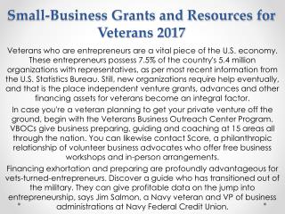 Small-Business Grants and Resources for Veterans 2017