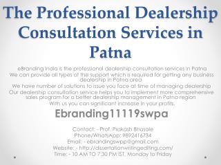 The Professional Dealership Consultation Services in Patna