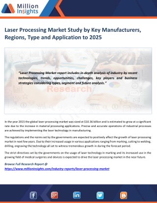 Laser Processing Market Technological Advancements & Competitive Insights to 2025