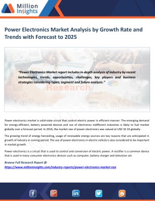 Power Electronics Market Share, Market Size, Market Trends and Analysis to 2025