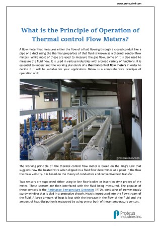 Thermal Control Flow Meters - Proteus Industries