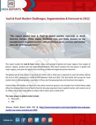 IaaS & PaaS Market Challenges, Segmentation & Forecast to 2022