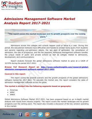 Admissions Management Software Market Analysis Report 2017-2021