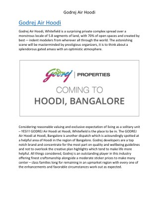 Godrej Air Hoodi Whitefield