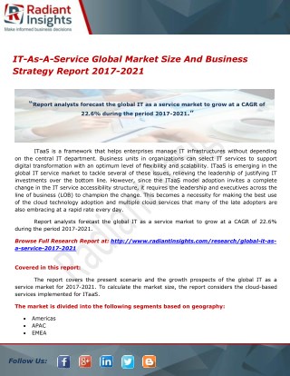 IT-As-A-Service Global Market Size And Business Strategy Report 2017-2021