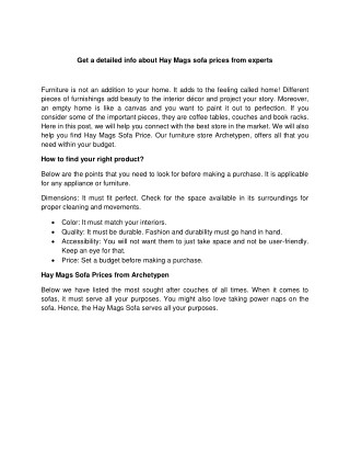Get a detailed info about Hay Mags sofa prices from experts