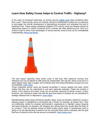 Learn How Safety Cones helps to Control Traffic - Highway1