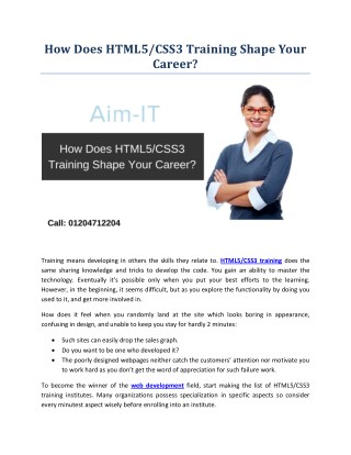 How Does HTML5/CSS3 Training Shape Your Career?