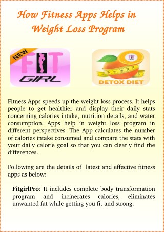 How Fitness Apps Helps in Weight Loss Program
