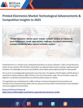 Printed Electronics Market Segmentation, Opportunities, Trends & Future Scope to 2025