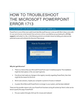 HOW TO TROUBLESHOOT THE MICROSOFT POWERPOINT ERROR 1713