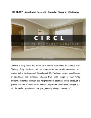 CIRCLAPP - Apartment for rent in Canada | Niagara | Etobicoke