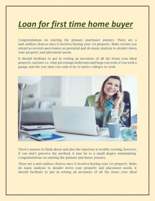 Loan for first time home buyer