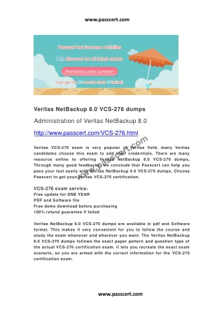 Veritas NetBackup 8.0 VCS-276 dumps