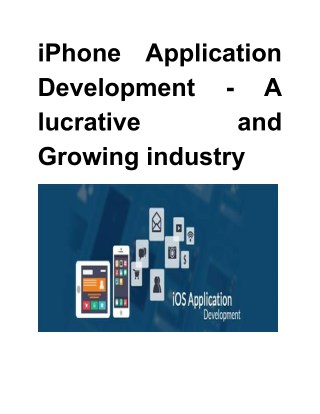 iPhone Application Development – A lucrative and Growing industry