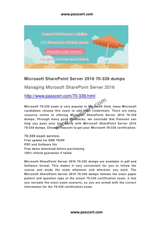 Microsoft SharePoint Server 2016 70-339 dumps