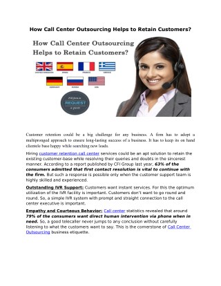 How Call Center Outsourcing Helps to Retain Customers?
