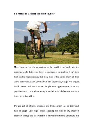 6 Benefits of Cycling You Didn't Know
