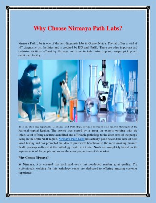 Why Choose Nirmaya Path Labs?