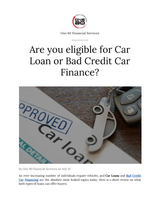 Are you eligible for Bad Credit Car Finance Loan?