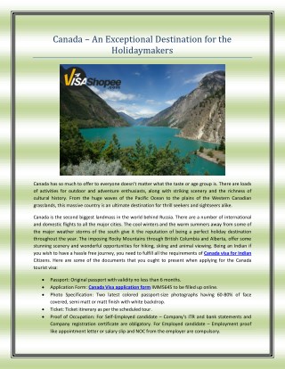 Canada – An Exceptional Destination for the Holidaymakers