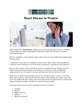 Heart disease in women | g ericnielson &amp; associations