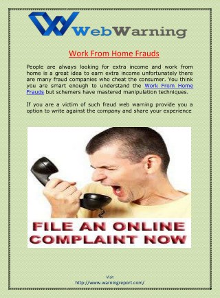 Work From Home Frauds