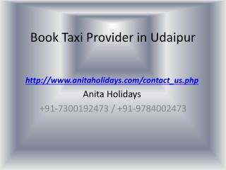 Book Taxi Provider in Udaipur