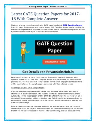 GATE Question Papers