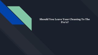 Should You Leave Your Cleaning To The Pro’s?