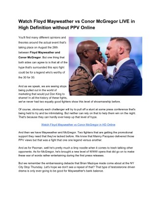 watch Floyd Mayweather vs Conor McGregor in HD Online