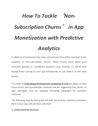 How To Tackle ‘Non-Subscription Churns’ in App Monetization with Predictive Analytics