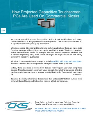 How Projected Capacitive Touchscreen PCs Are Used On Commercial Kiosks