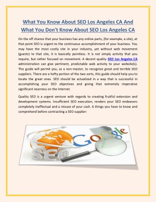 What You Know About SEO Los Angeles CA And What You Don't Know About SEO Los Angeles CA