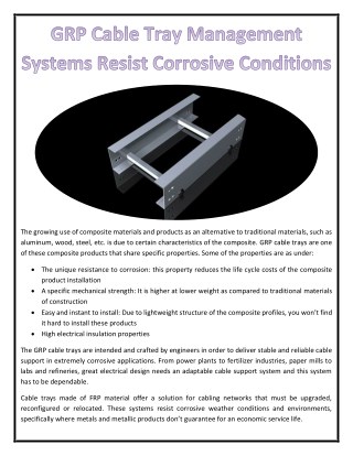 GRP Cable Tray Management Systems Resist Corrosive Conditions