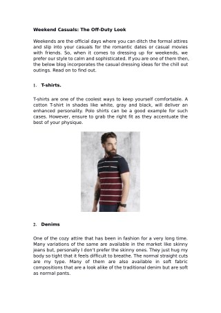 Weekend Casuals: The Off-Duty Look