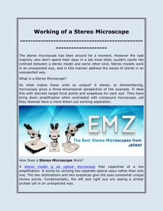 Working of a Stereo Microscope