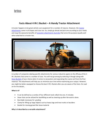 Facts About 4 IN 1 Bucket – A Handy Tractor Attachment.
