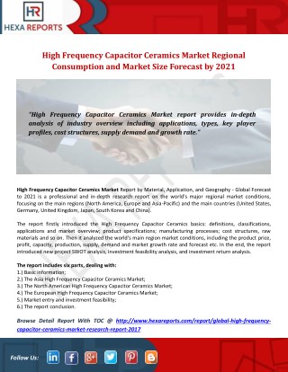 High Frequency Capacitor Ceramics Market Regional Consumption and Market Size Forecast by 2021