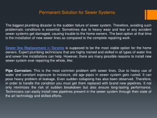 Permanent Solution for Sewer Systems