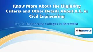 Know More About the Eligibility Criteria and Other Details About B.E. in Civil Engineering