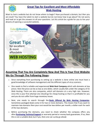 Great Tips for Excellent and Most Affordable Web Hosting