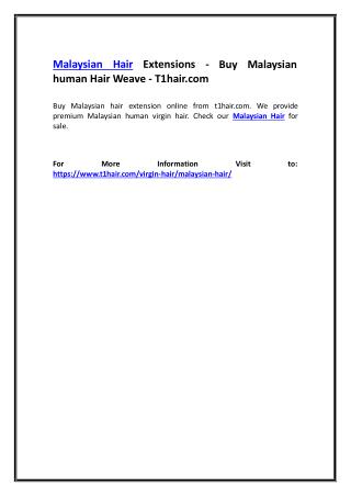 Malaysian Hair Extensions - Buy Malaysian human Hair Weave - T1hair.com