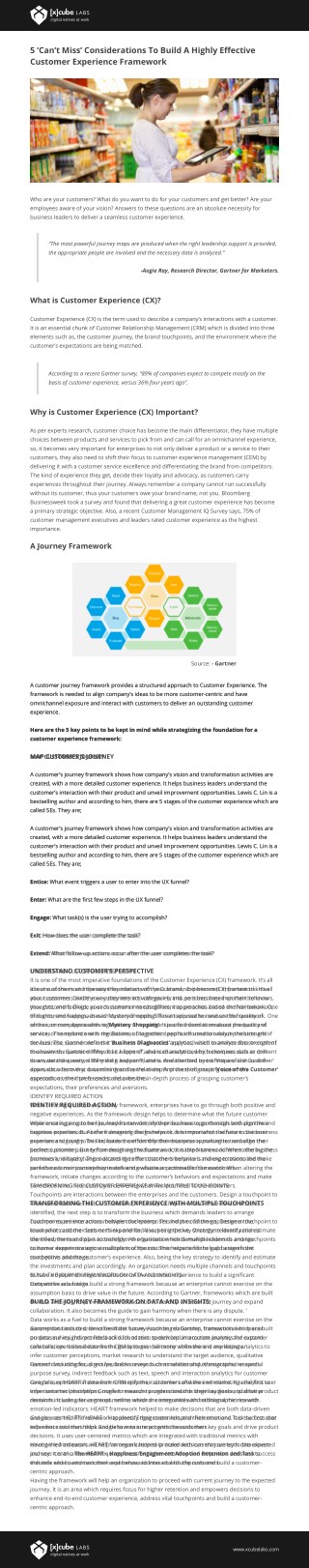 5 ‘Can’t Miss’ Considerations To Build A Highly Effective Customer Experience Framework