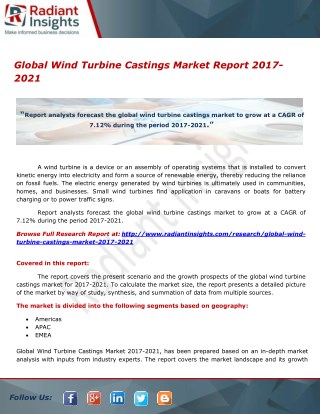 Global Wind Turbine Castings Market Research And Forecast Report 2017-2021