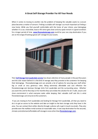 A Great Self-Storage Provider For All Your Needs