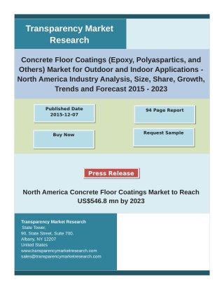 Concrete Floor Coatings Market Analysis And Forecast (2015-2023): Size, Shares And Strategies Of Key Players